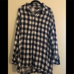 Lane Bryant Black and White Checkered Shirt